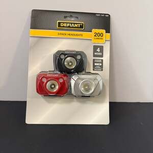 Defiant 200 Lumens LED Headlights‎ 3-Pack with 4 Modes and Batteries